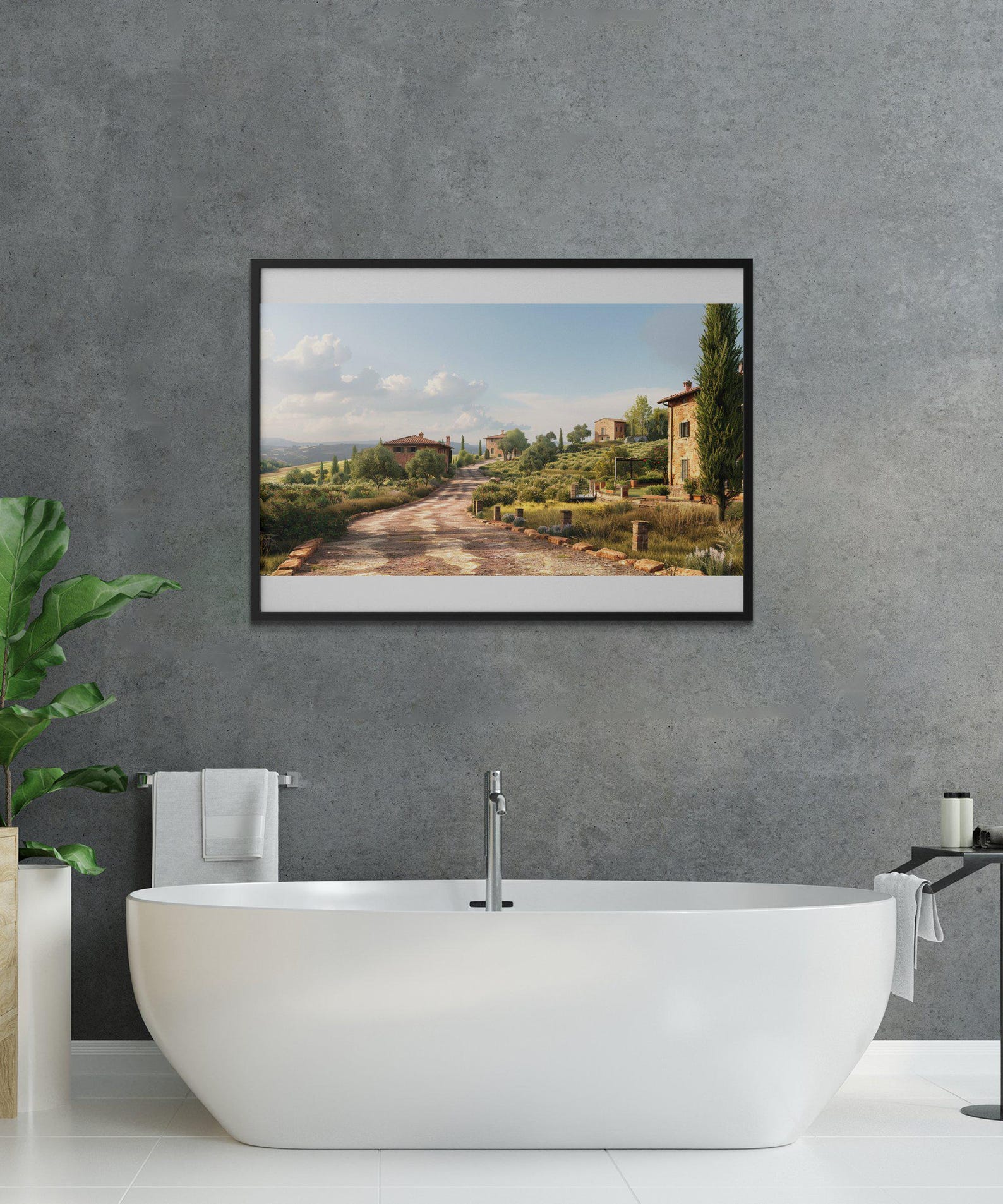 Tuscan Countryside Digital Wallpaper, Rustic Italian Landscape Art ...