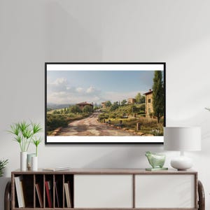 Tuscan Countryside Digital Wallpaper, Rustic Italian Landscape Art ...