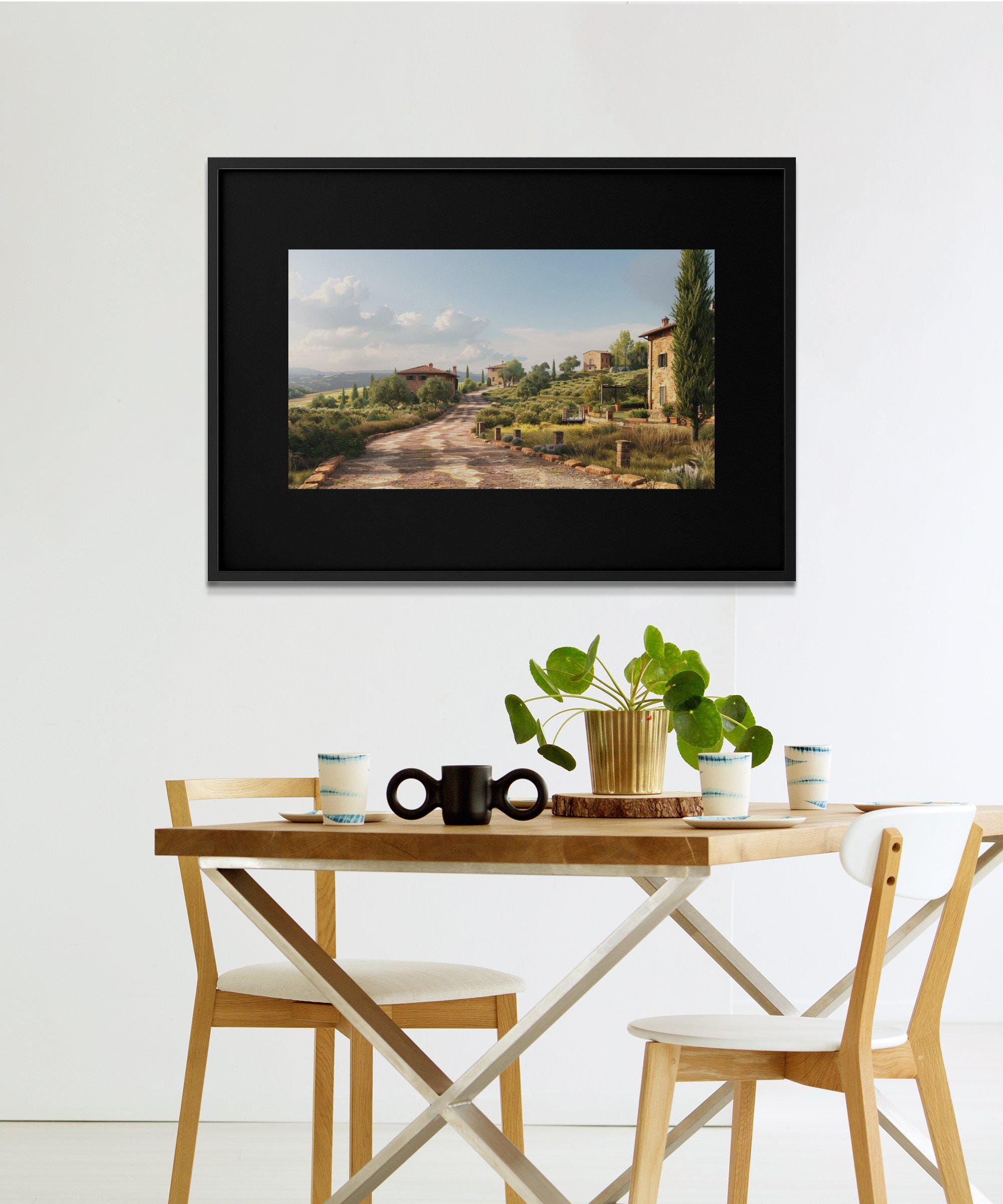 Tuscan Countryside Digital Wallpaper, Rustic Italian Landscape Art ...