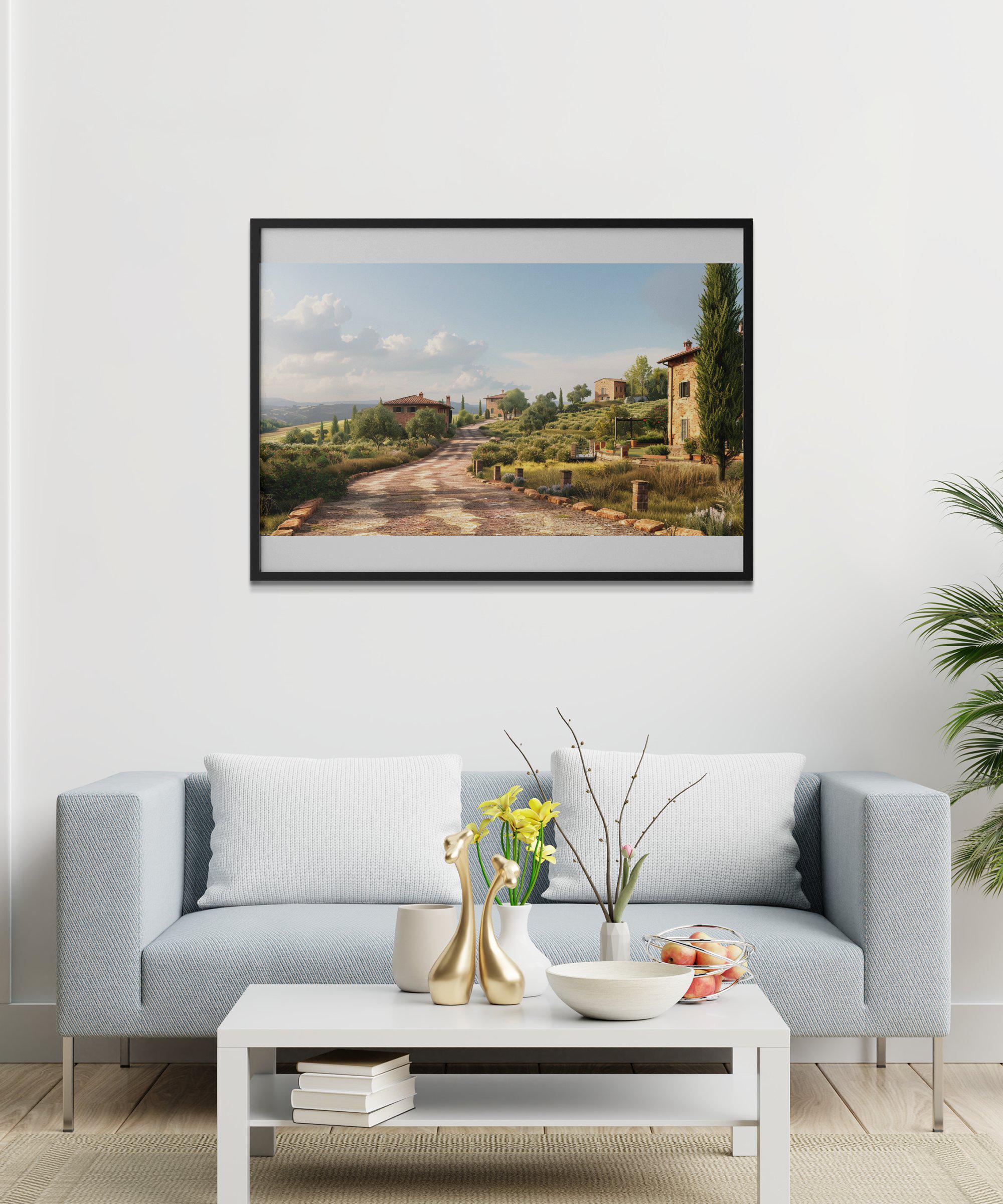 Rustic Italin Map Background Tuscan Countryside Digital Wallpaper, Rustic Italian Landscape Art ...