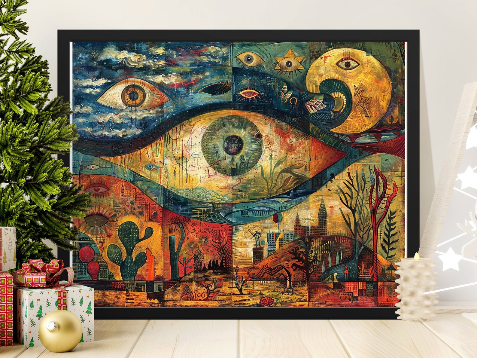 Abstract Surrealism Wall Art, Large Eye Print, Modern Home Decor ...