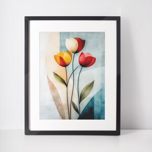 Abstract Tulip Wall Art, Modern Floral Decor, Vibrant Botanical ...