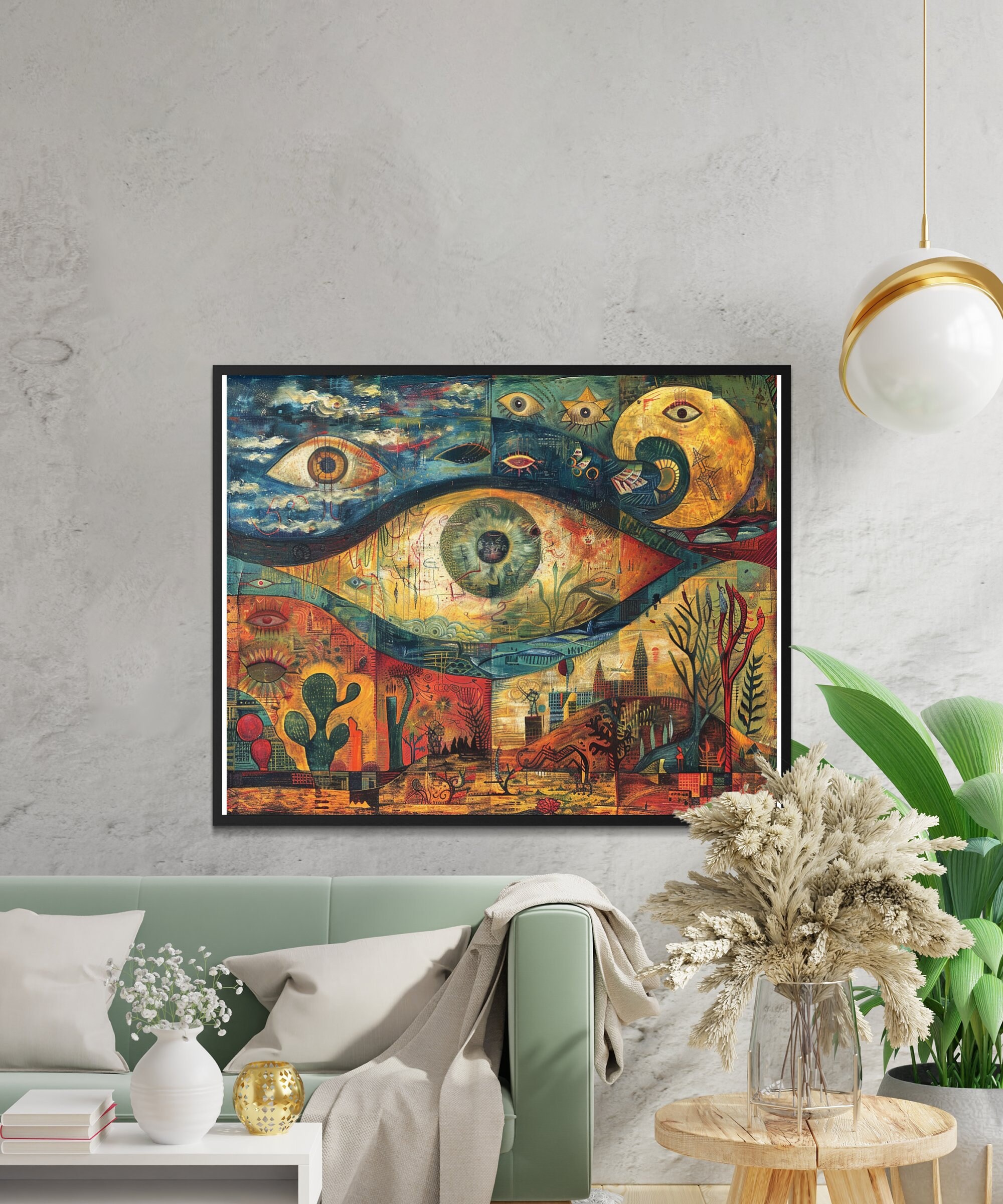 Abstract Surrealism Wall Art, Large Eye Print, Modern Home Decor ...