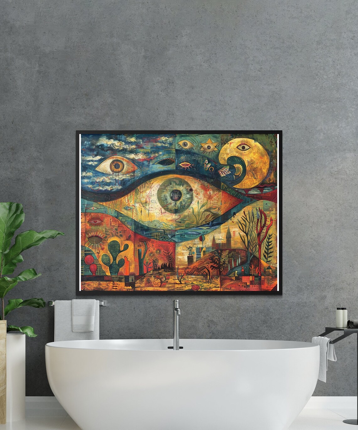 Abstract Surrealism Wall Art, Large Eye Print, Modern Home Decor ...