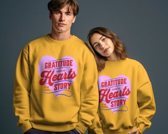 Vintage Gratitude Enables Our Hearts Story Sweatshirt, Heart Design Pullover, Inspirational Quote Sweater