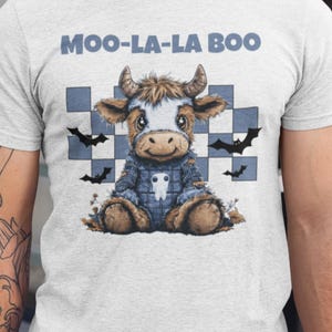 Retro Moo-La-La Boo Cow Halloween PNG | Cute Highland Cow Clipart | Retro Halloween PNG | Spooky Cow Shirt Design | Digital Download
