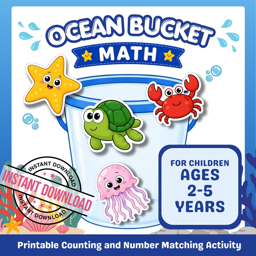 Bucket Count Math Ocean Bucket Math Activity for Toddlers | Counting, Matching Game ...