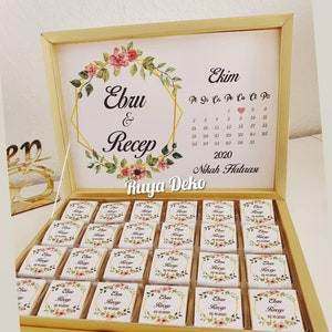 Personalized chocolate box with desired design for engagement, wedding, registry office, Kiz Isteme, Nişan, Nikah fast shipping