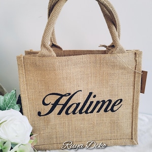 Personalized jute bag with name gift idea grandma, mom, Mother&#39;s Day, knitting bag, birthday gift, gift bag