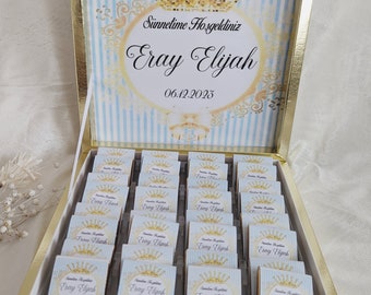 Personalized chocolate box, chocolate box Sünnet, circumcision, Mevlit Sunnet Mevlüt, Sunetija, Bisk, Tuhur, Nazar beads, Sünnet Hediyelik