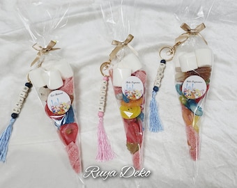Eid gift for children: gummy candy bag, sweet cones, Halal Vegan Haribo bag, Eid Mubarak, Bayram Gift, personalized keychain