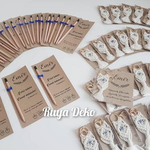 Crayon de graines de faveurs personnalisées avec carte, cadeau de naissance pour bébé, Mevlüt Hediyelik, cadeau de bébé, cadeaux vintage, Tohumlu Kalem
