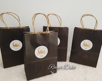 Eid Mubarak small paper gift bag, Eid gift, paper bag with labels, Bayram Hediyesi Cantasi,