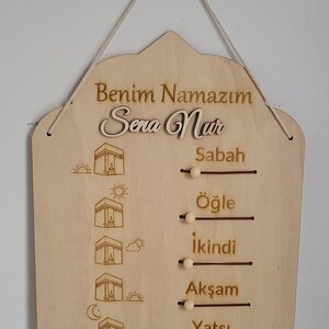 Ramadan Eid Gift, Benim Namazim, Namaz çizelgesi, Large Wooden Prayer Tracker Board med anpassning, Ramazan Hediyesi