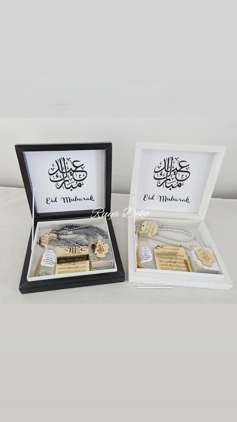 Eid Geschenk Box mit Ayatul Kursi Magnet, ZamZam Wasser, Gebetskette mit Dua,Kuran, Quran, Ramadan, Bayram Hediye Kutusu Ayatül Kürsi, Koran Bild 1