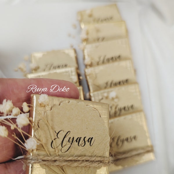 Personalized guest favors chocolate with gypsophila, baby birth gift, Mevlüt Hediyelik, baby gift, baby shower vintage gifts