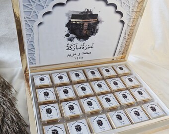 Personalisierte Schokobox, Schokoladen Box Umrah, Umrah Mubarak, Hajj, Mekka, Kaabe, Geschenk für Muslime, Islamic Gift, عمرة مباركة