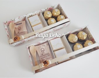 Eid Gift Box with Mocha and Wooden Spoon, Chocolate and Rocher, Bayram Hediyesi, Ramadan Gift, Ramazan Hediyesi, Hediyelik Kahve