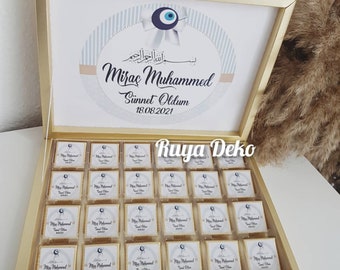 Personalized chocolate box, chocolate box Sünnet, circumcision, Mevlit, Sunnet, Mevlüt, Sunetija, Bisk, Tuhur, fast shipping