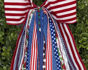 Patriotic Ribbon Set: Red Stripes and Strawberries