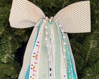 Winter Ribbon Set | Black and White Swiss Dot Snowman | Wreath Embellishment