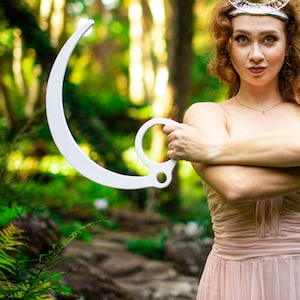 White Luna Tiara - Silver and White Moon Crown, Original Headpiece for Cosplay or Photoshoot