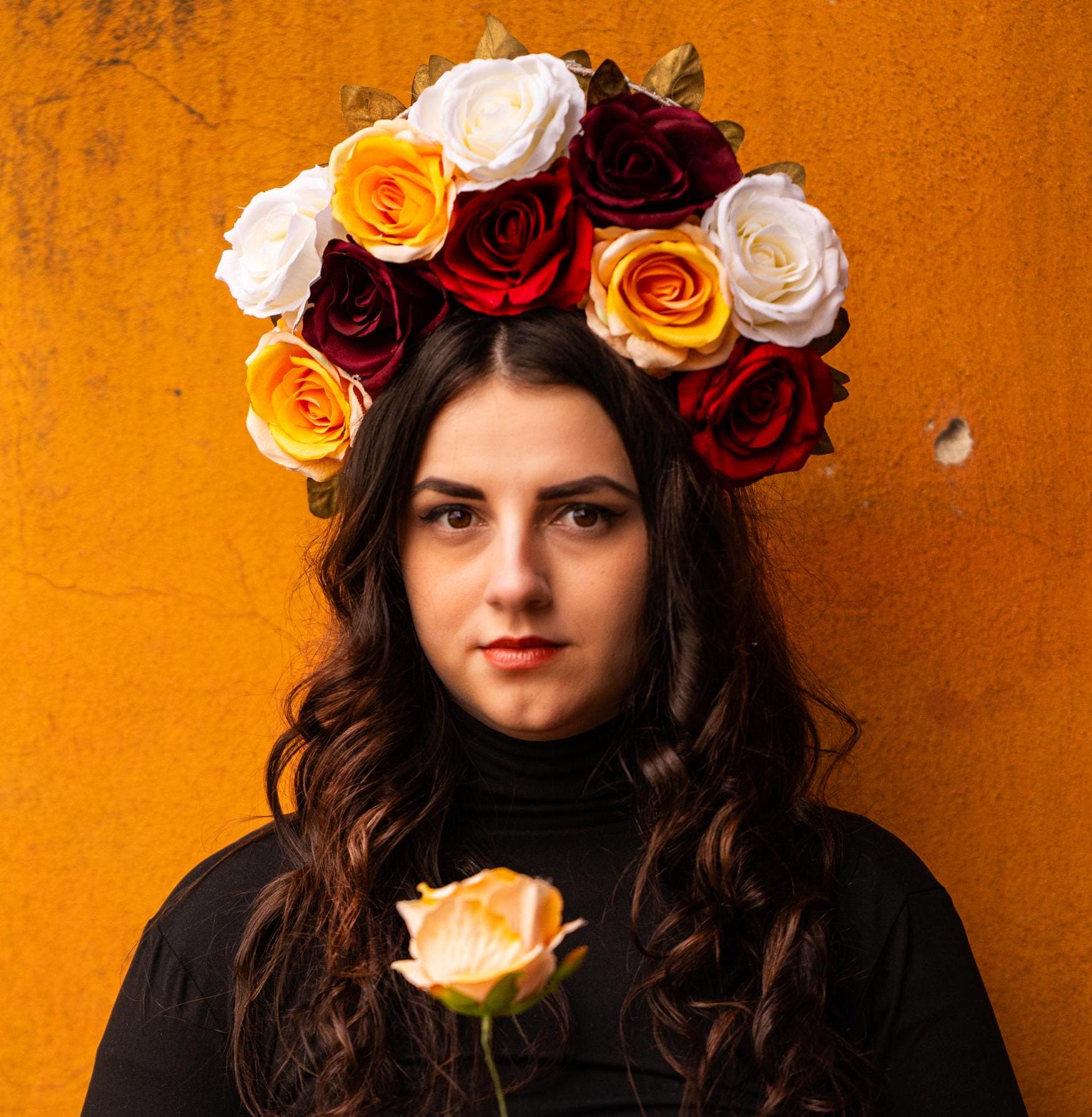 Handmade Rose Flower Crown: Boho Festival Headband - Etsy display picture 1