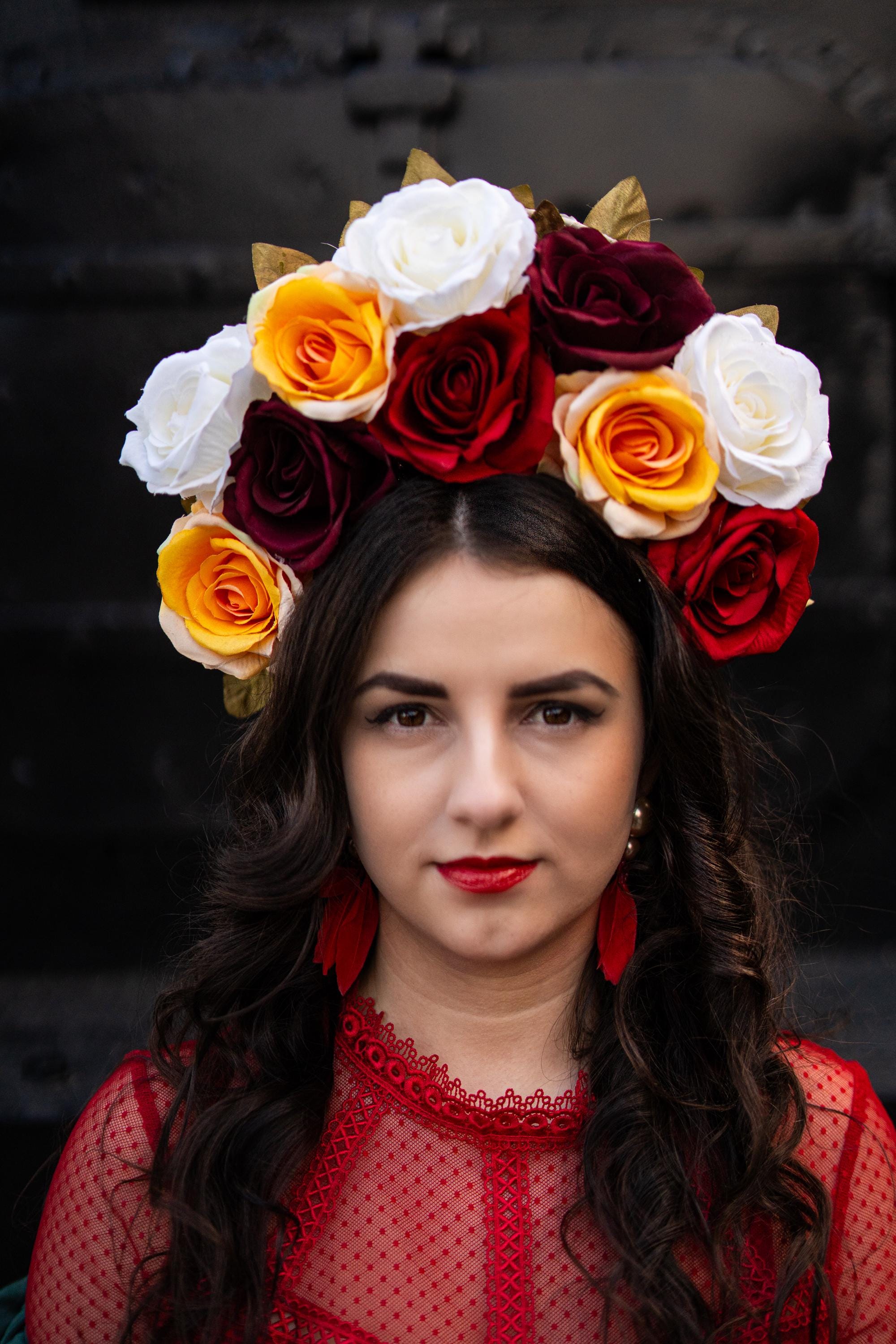 Floral Festival Headband Handmade Rose Crown Costume Accessory Elegant Boho Amazon.com : Bencailor 3 Pcs Flower Crowns Women Boho Flower  main image 4