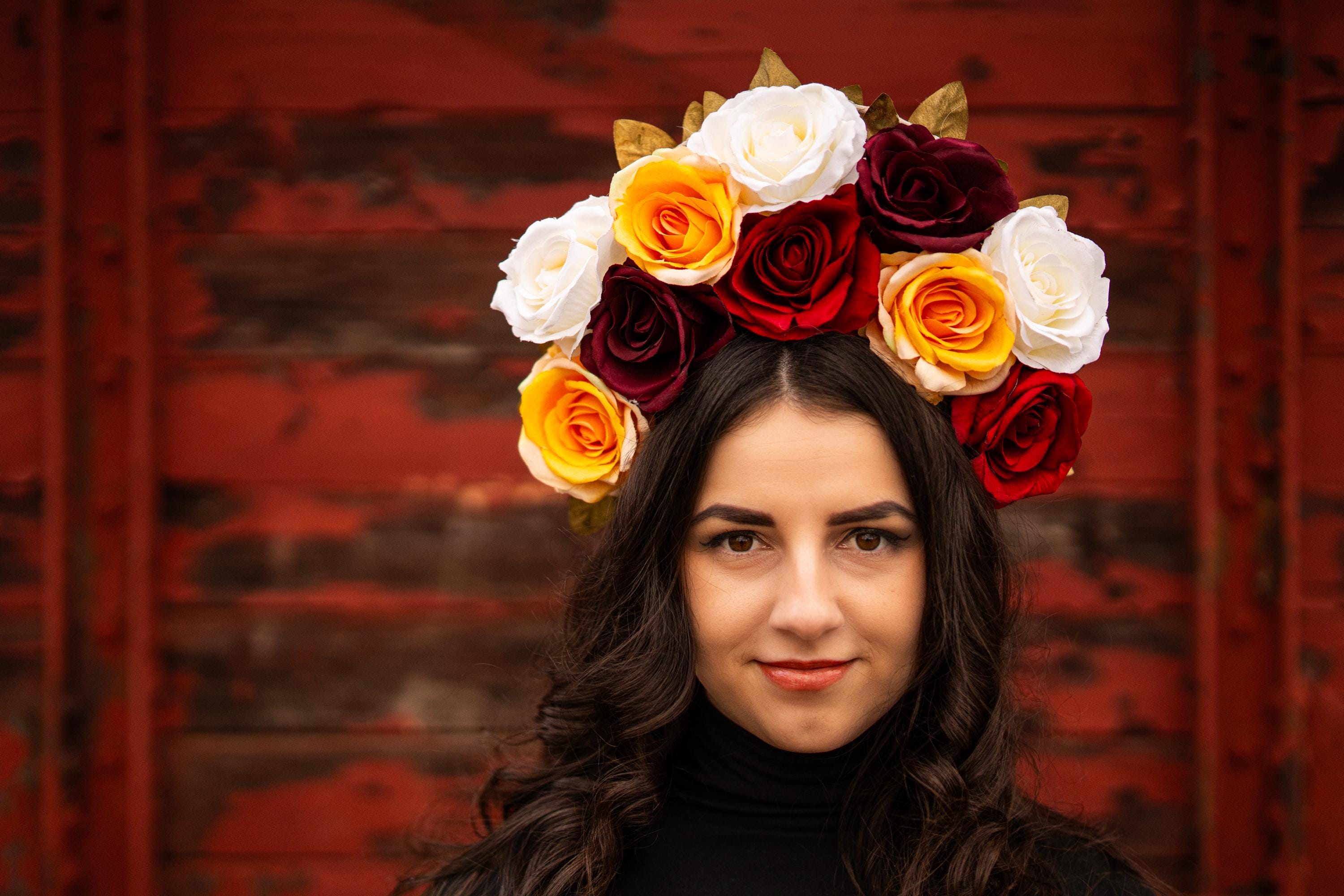 Floral Festival Headband Handmade Rose Crown Costume Accessory Elegant Boho Amazon.com : Bencailor 3 Pcs Flower Crowns Women Boho Flower  main image 2