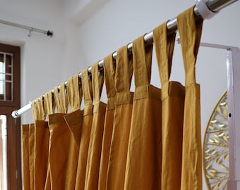 Linen Curtain Solid stonewashed Linen curtains Extra long Curtains for Living Room Mustard curtains Door Window Linen Curtain Window Curtain