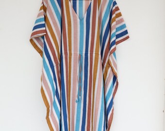Striped Cotton Kaftan Kaftan Long Caftan Dress For to be Moms Beach Cover up Sleepwear Indian Kaftan Maxi Dress Bikini Cover Up Caftan