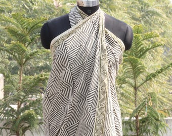 Beach Wrap Pareo, Hand Block Printed Cotton Sarong, Long Scarf, Large Sarong, Cover up, Soft Fabric Scarf, Fashion Shawl Beach Sarong,