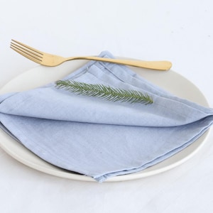 100 Pcs Dusty Blue Softened Cotton Napkins,Cotton Napkins for Wedding Party Napkins Pure Soft Kitchen Napkin Pure Blue Cotton Cloth Napkins