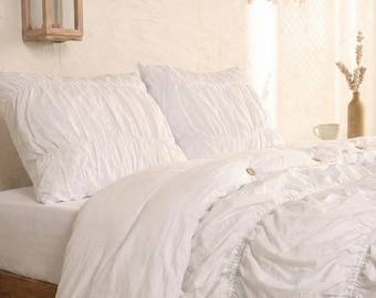 Off White/ Ivory Cotton Duvet Cover, Boho Duvet Cover, Modern Duvet Cover, Dorm Bedding, Comforter Cover, Bohemian Duvet Cover Gift For Her