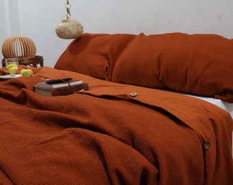 RedWood Waffle Bedding Set / Minimalist waffle cotton Duvet cover / King duvet cover/Twin Full Queen Duvet Cover set Waffle King Duvet Cover