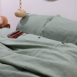 3 piece linen bedding set Sage Green Duvet Cover Linen King Full Bedding Soft Linen Bed Cover With 2 Pillowcase Queen king Twin Duvet Set