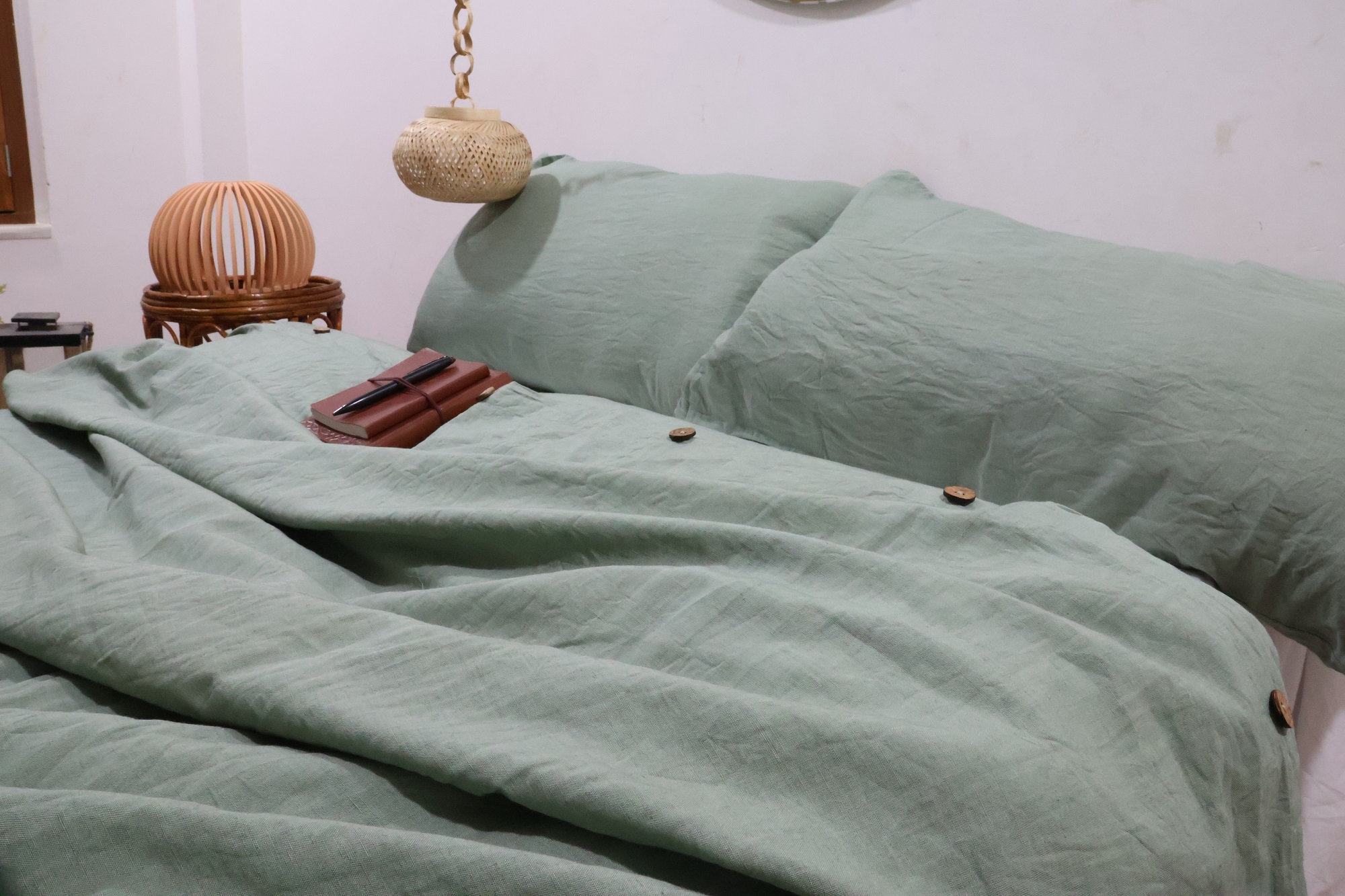 3 piece linen bedding set Sage Green Duvet Cover Linen King Full Bedding Soft Linen Bed Cover With 2 Pillowcase Queen king Twin Duvet Set