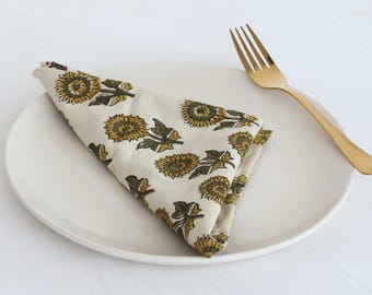 100Pcs Hand Block Printed Cotton Napkin Wedding,Party Napkins Boho Napkin Cotton Table Napkins wedding Kitchen Napkins Flower Cloth Napkins