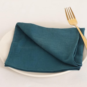 100 Pcs Sea Blue Napkin,Cotton napkins Wedding Napkin Kitchen Napkin, Blue Washable Napkins Wedding Cotton Party Napkins Stonewashed Napkins