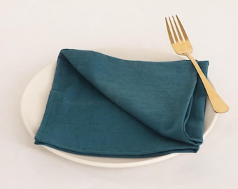 100 Pcs Sea Blue Napkin,Cotton napkins Wedding Napkin Kitchen Napkin, Blue Washable Napkins Wedding Cotton Party Napkins Stonewashed Napkins
