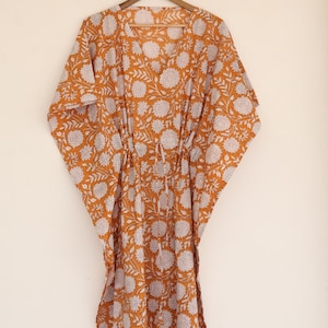 Block-Print Kaftan, Handgemachter Kaftan, Baumwoll-Kaftan, Geschenk für sie, Loungewear, Resort Kleidung, Nachthemd, Baumwoll-Kaftan, Bio-Kaftan. Boho Kleid