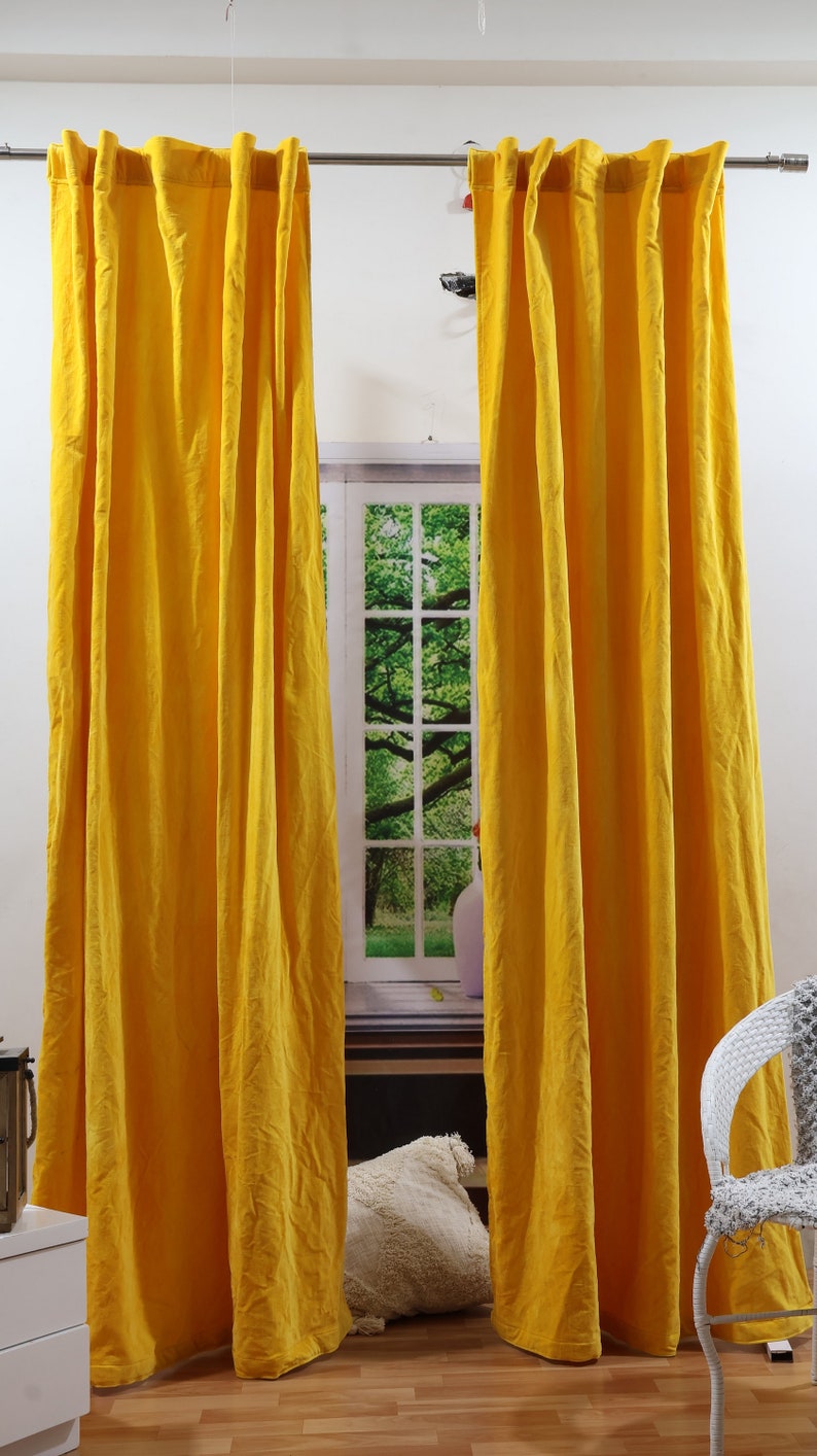 Buy 10 Color Yellow Mustard Velvet Blackout Curtains Long Velvet ...