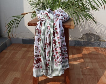 Hand Block Printed Beach Sarong for Women, Beach Scarves in Cotton, Beach Wrap Pareo Beach Swim Wear Gifts, Indian Lungi for Her Beach Cover