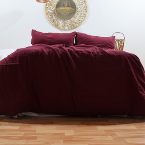 3piece linen bedding set Red Wine Duvet Cover Linen King Full Bedding Soft Linen Bed Cover With 2 Pillowcase Queen king Twin Duvet Cover Set