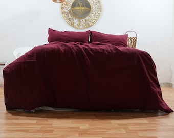 3piece linen bedding set Red Wine Duvet Cover Linen King Full Bedding Soft Linen Bed Cover With 2 Pillowcase Queen king Twin Duvet Cover Set