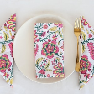 100Pcs Multi Color Printed Napkin 100% Cotton Napkins Hand Block Wedding Napkin Eco/Earth Friendly Reusable Napkins Table Cloth Boho Napkins
