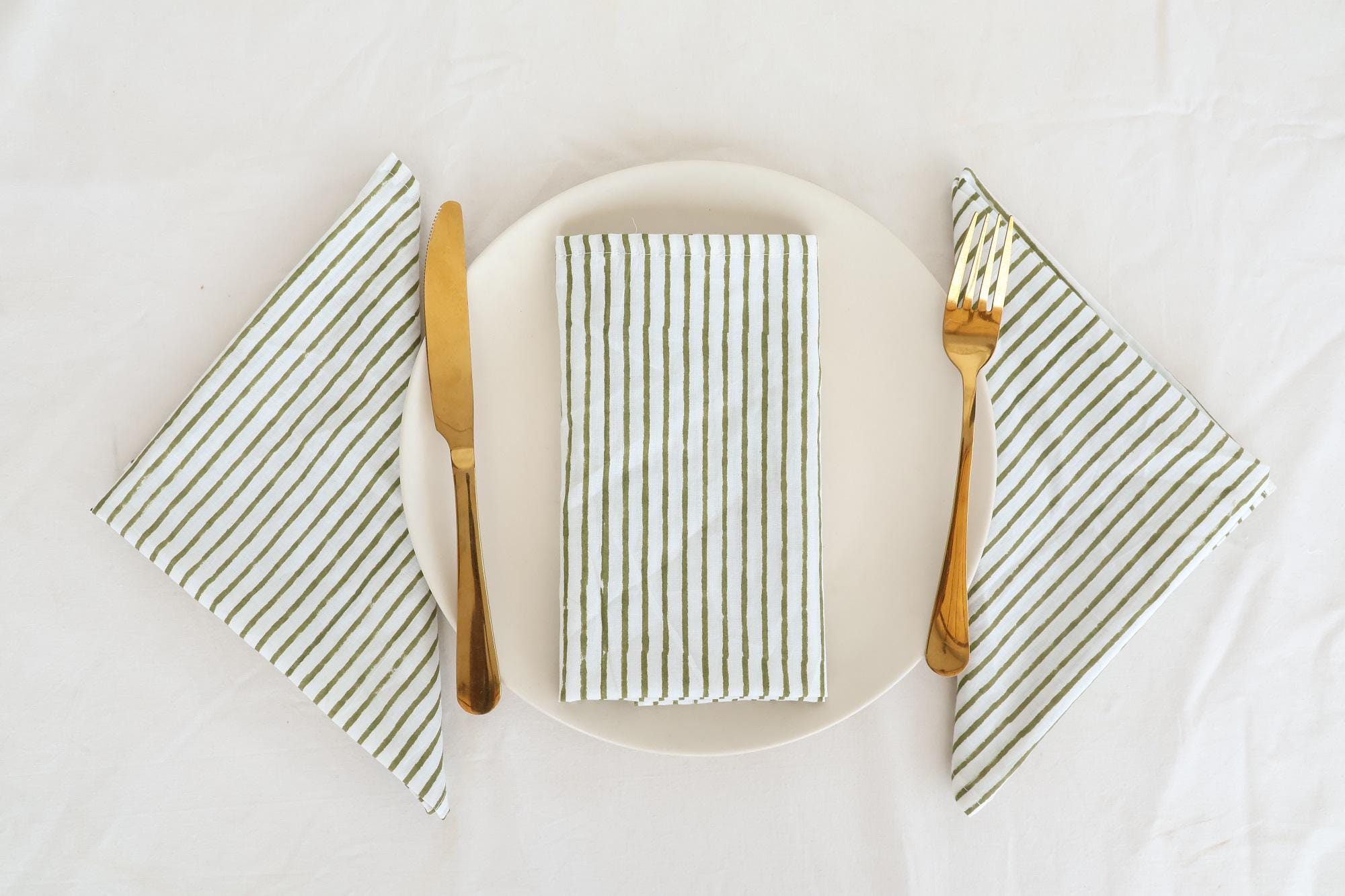 100 Pcs Softened Olive Green Cotton Napkins, Striped Cotton Napkins Wedding Party Napkins Soft Kitchen Napkin Cotton Weddings Cloth Napkins