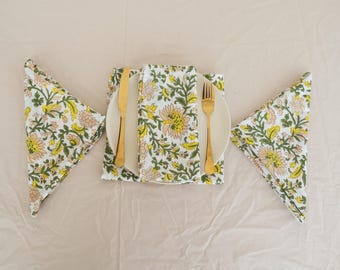 100 Pcs HandBlock Printed Cotton Napkin Wedding,Party Napkins, Bohemian Napkin, Cotton Table Napkins, Handmade wedding Kitchen Napkins