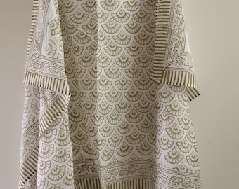 Frauen Baumwollsarong, langer Schal, Handblockdruck-Schal, Frauen Pareo, Strandsarong, Badeanzug-Verkleidung, Sommer indischer Sarong, Badebekleidung vertuschen