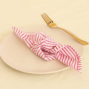 100 Pcs Softened Pink Wedding Cotton Napkins, Striped Cotton Napkins Wedding Party Napkins Soft Kitchen Napkin Cotton Weddings Cloth Napkins